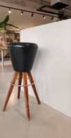 Vintage Bar Stool Wood Legs & Black Seat Retro Style 45 Char