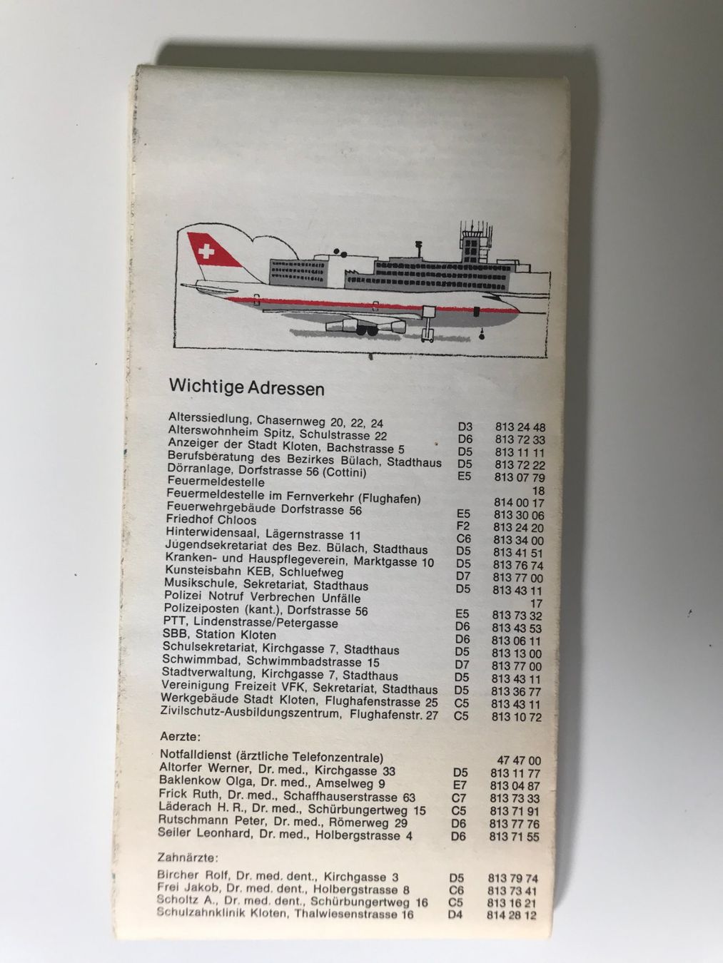 Cartine & Atlanti: Stadtplan Kloten, Flughafen, 1972 – Usato da Biberist venduto da longimanus3 1