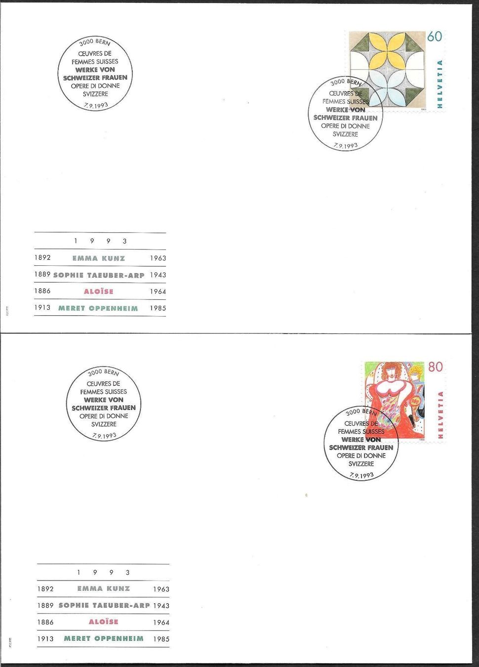 Tutti i francobolli: 4 FDC 848-851 Serie Einzelmarken ET 7.9.1993 – Nuovo (secondo la descrizione) da Olten venduto da clotaldi