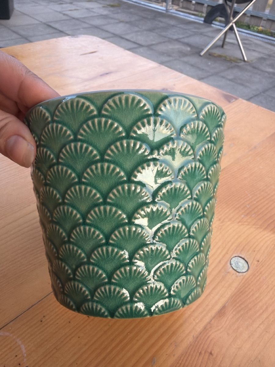 Pots de fleurs: Blumentopf grün gemustert Keramik  – D'occasion à Opfershofen TG par dan_nxk8 1