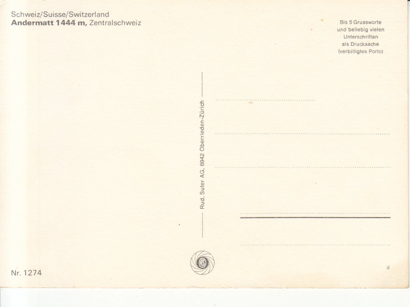 Cartoline postali: Andermatt ca. 1970 – Usato da Bürglen TG venduto da StampGraf 1