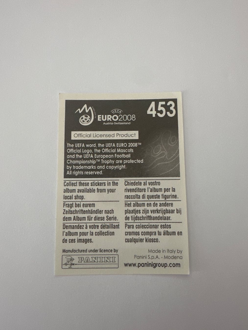 Panini Cartes à collectionner: Panini UEFA EM 2008 Sticker - Nr. 453 – D'occasion à Sulz AG par DealWerk 1