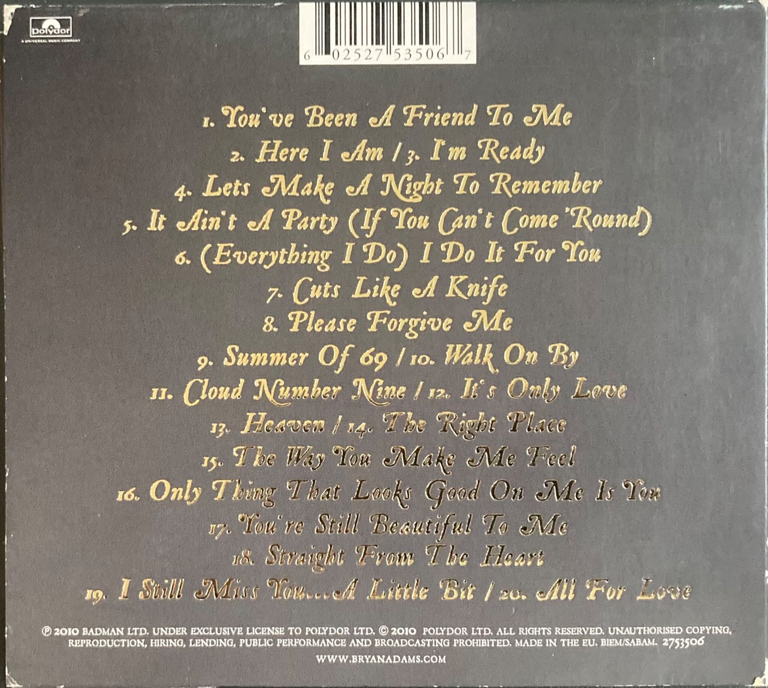 CDs: BRYAN ADAMS - BARE BONES – Gebraucht aus Poliez-Pittet von Newtown-Records 1