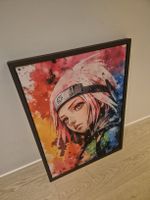 Naruto ("Sakura") Canvas Print in Black Wood Frame
