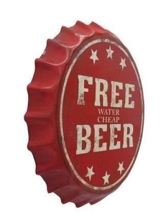 Insegne: Blechschild - Free Water Cheap Beer – Nuovo e nell'imballaggio originale da Ennetbürgen venduto da open24shop