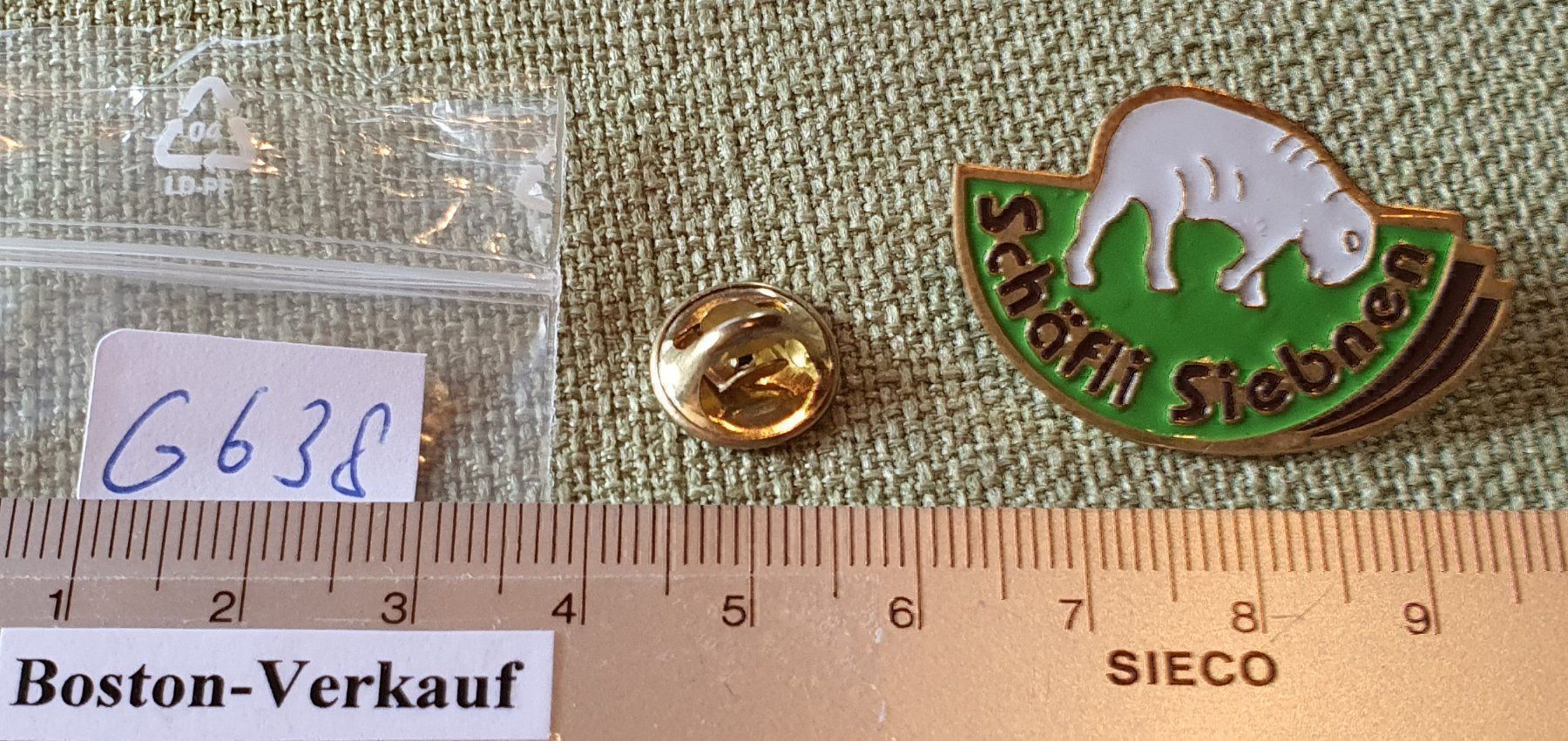 Plaketten & Abzeichen: G638 - Pin Schäfli Siebnen Schaf – Gebraucht aus Reinach BL von Boston-Verkauf 1