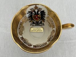 Antike MOCCA-TASSE „WIEN“ / Stahlstich / handbemalt/