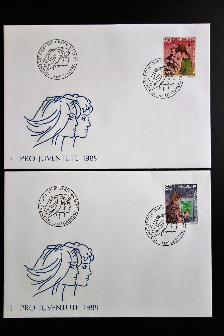 Tutti i francobolli: 1989 4 FDC mit Einzelmarke Jugendliche – Usato da Mettmenstetten venduto da Sutasso 1