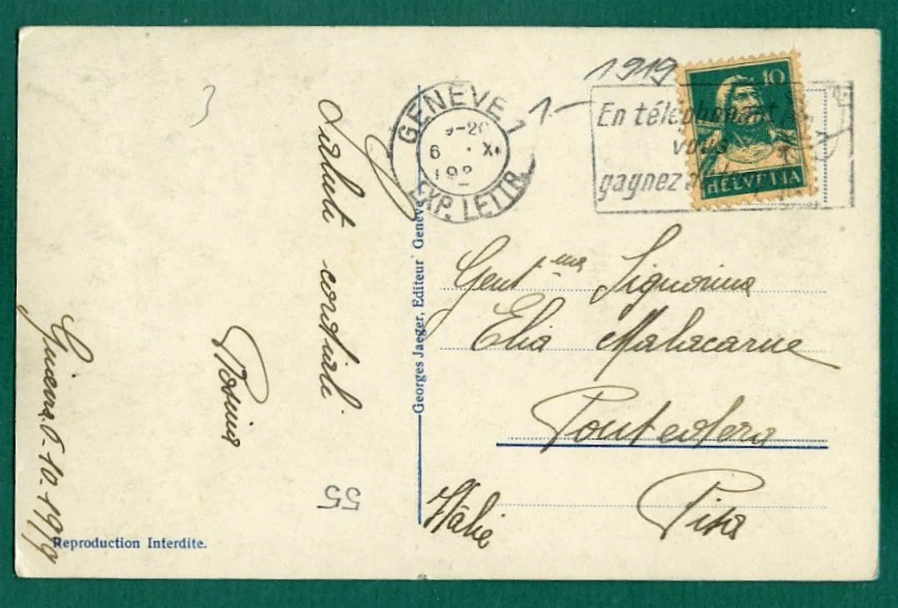 Cartes postales: Genève, Monument Brunswick, gelaufen, 1919 – D'occasion à Sargans par Hausi1951 1