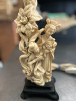 Tischlampe asiatische Figuren creme ohne Schirm