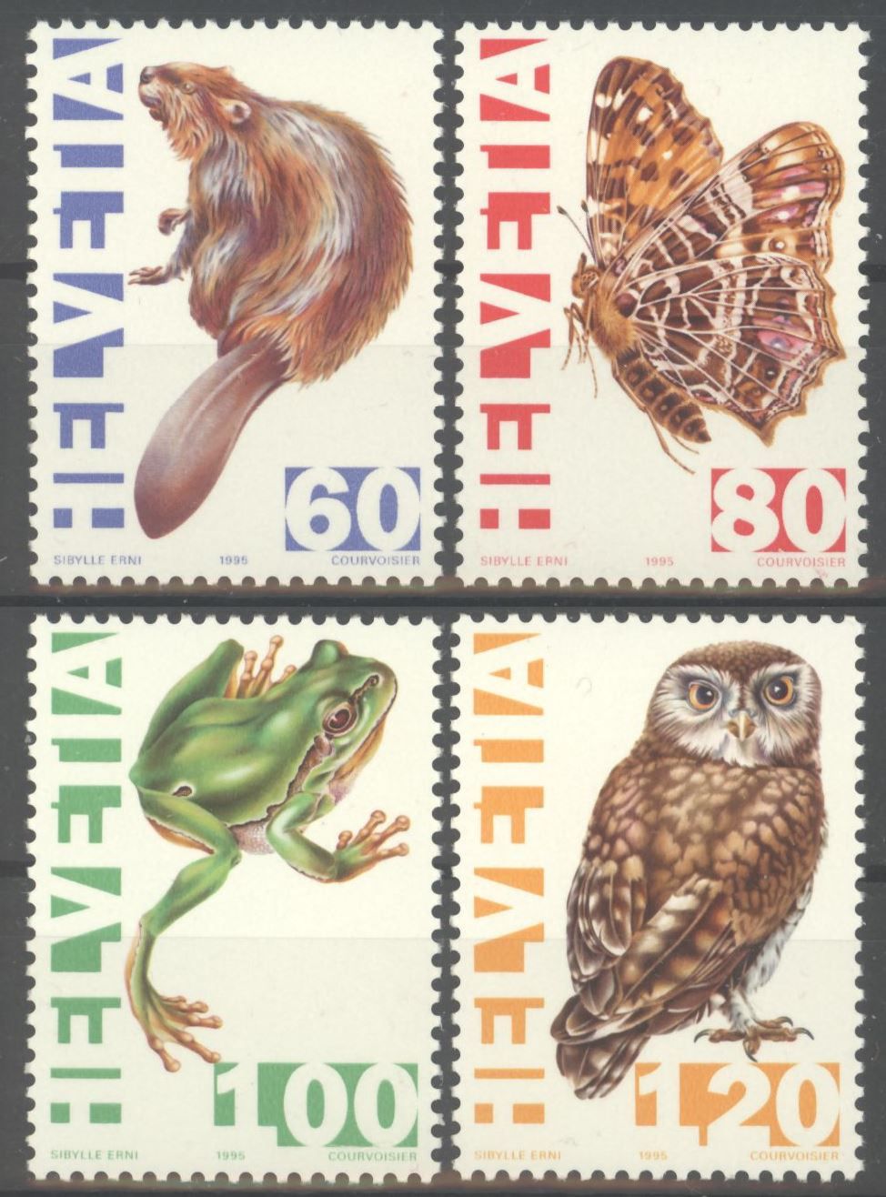 Tutti i francobolli: 1995, Bedrohte einheimische Tierarten ** – Usato da Willisau venduto da Vollstempel