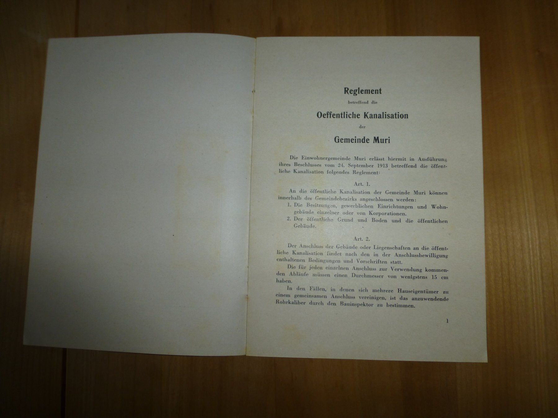 Documenti: Muri, Reglament, Oefflentliche Kanalisation, 1950 ?? – Usato da Bettlach venduto da 1saurer 1