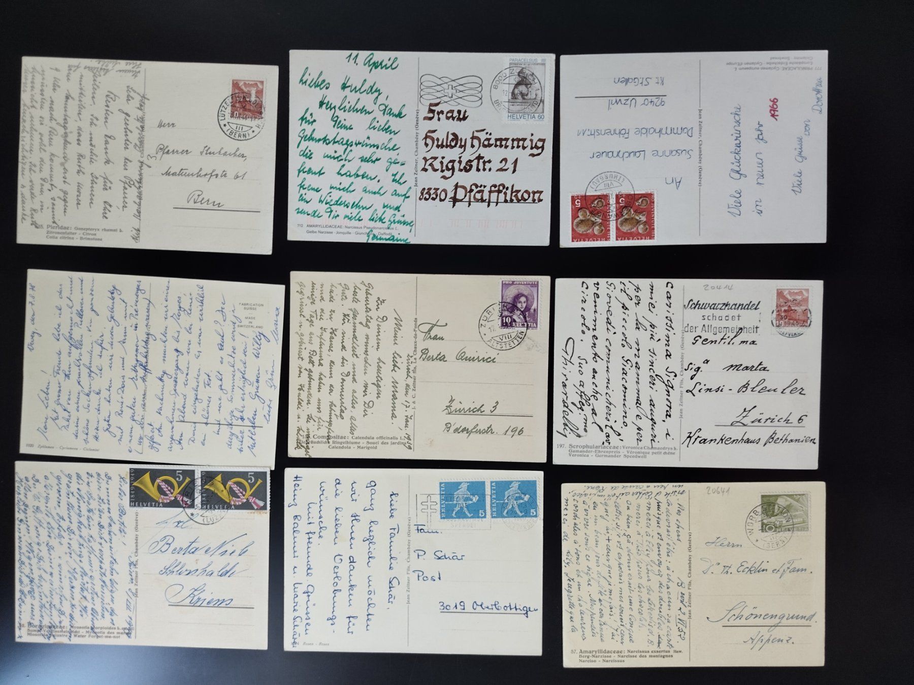 Cartoline postali: 9 Blumen Jean Zeltner ab ca. 1945 – Usato da Ohmstal venduto da Lebensfreude05 1