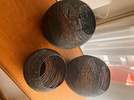 3er Set Deko Kugeln Metalldraht, neuwertig, Top Zustand