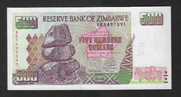 Zimbabwe  500  Dollars  2001  Bankfrisch