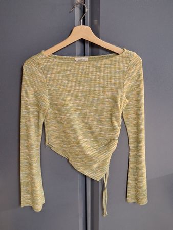 Langarmshirt Even&Odd grün gelb gerippt neuwertig