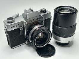 Filmgetestet analoge Anfängerkamera Topcon Uni & 2 Objektive