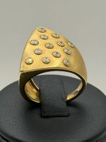 Bague en or jaune sertie de zircons – Taille 56