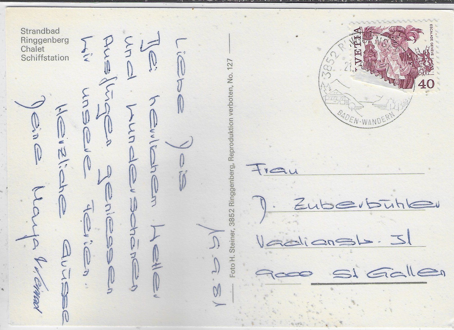 Cartoline postali: Ringgenberg - Strandbad, Chalet, Schiffstation – Usato da Ettingen venduto da Kartenplanet 1