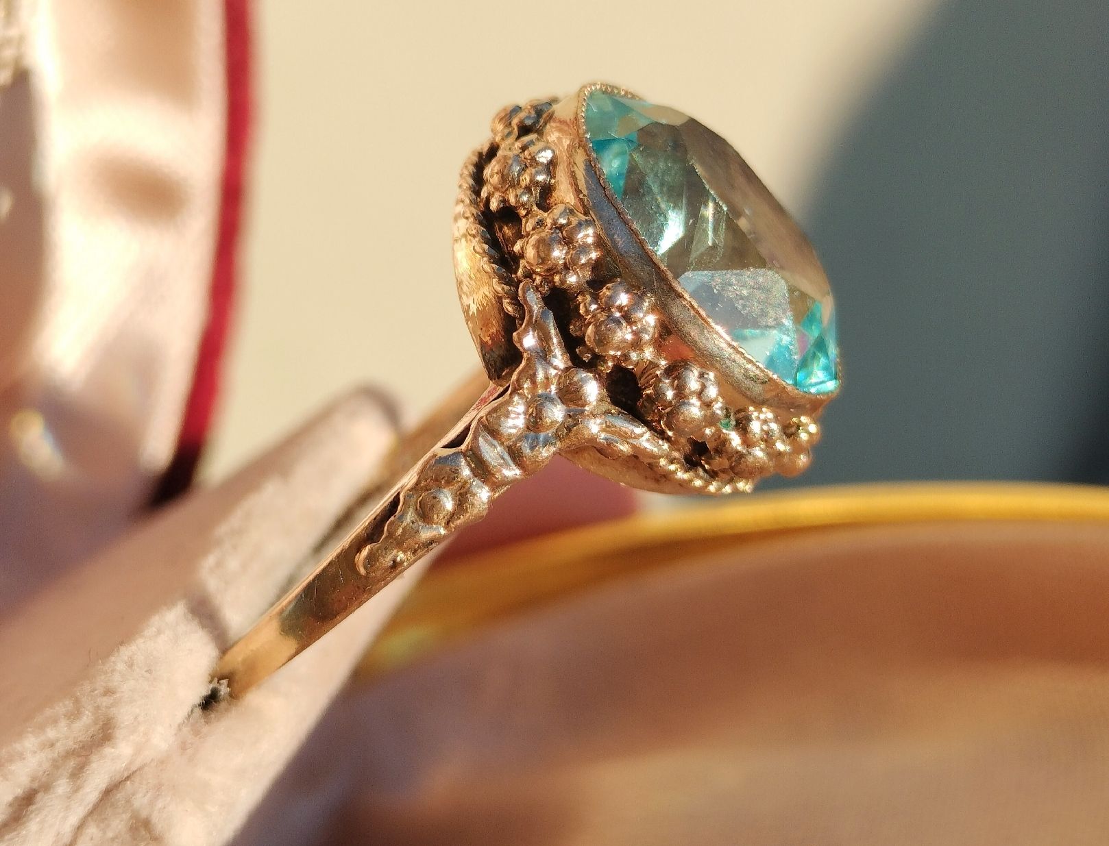 Anelli: Jugendstil Antiker vergoldeter Ring mit hellblauen Paste✨ – Usato da schwyz venduto da larry91sz 4