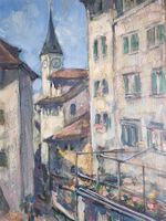 Zürich-Gemälde von F. Leuthold  Öl auf Holz| Gerahmt sig.