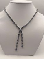Halskette 925 Silber rhodiniert blaue Steine 45cm