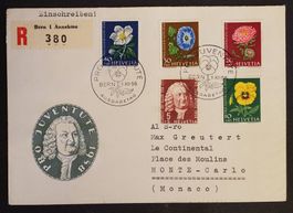B3054) 1958 Pro Juventute FDC nach Monaco Kt. 30. -