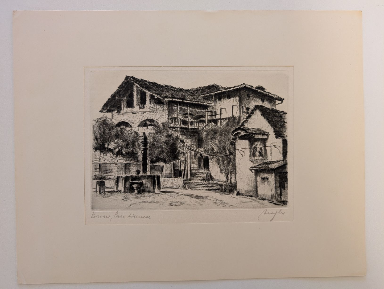 Dipinti: Original Radierung Tessin Dorfstrasse signiert – Usato da Walzenhausen venduto da Patrik23