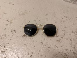 Elegante Sonnenbrille, rund, Goldfarben Metall Rahmen