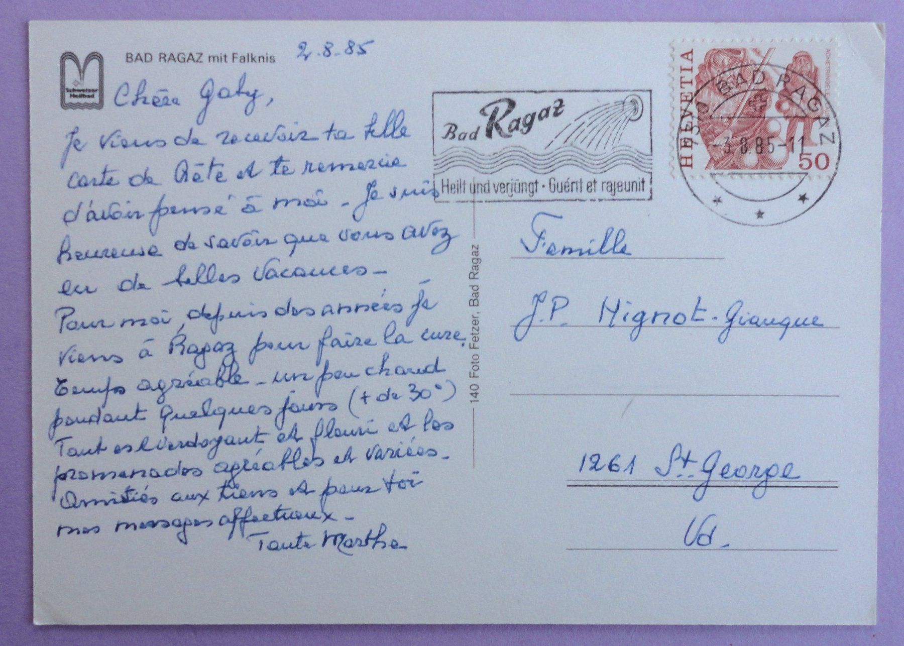 Cartoline postali: Bad Ragaz mit Falknis – Usato da Fétigny venduto da Billy2miny 1