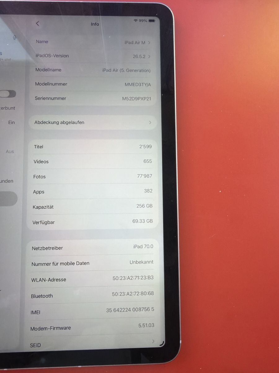 Apple Tablet PC: Apple iPad Air M 256 GB Wifi und Cellular TOP – Gebraucht aus Biberist von Moma7 6