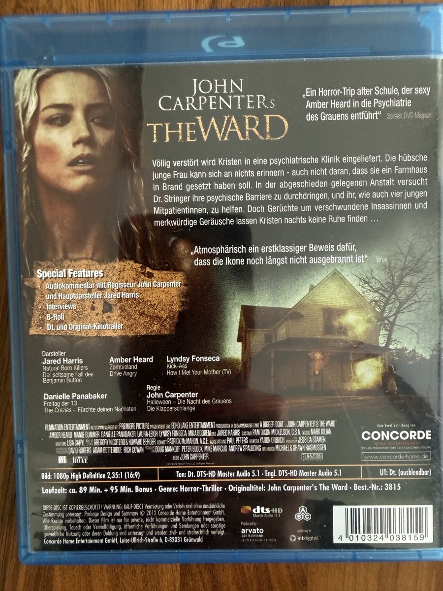 Tous les DVDs: John Carpenter‘s The Ward Blu Ray – D'occasion à Dübendorf par CellarSeller 1