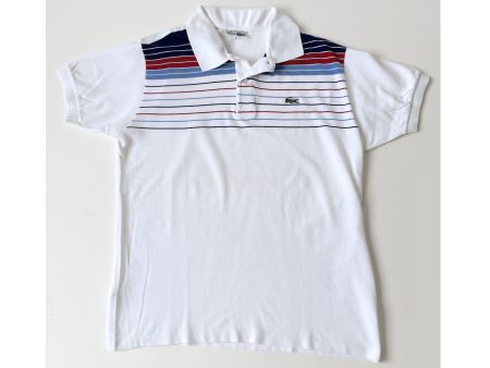 T-Shirt Polo-Shirt LACOSTE weiss Streifen VINTAGE 1970s
