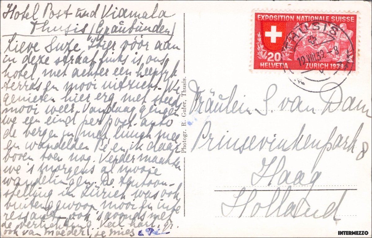 Ansichtskarten: Thusis GR // 1939 Poststrasse Oldtimer // Altes Auto – Gebraucht aus Basel von intermezzo12 1