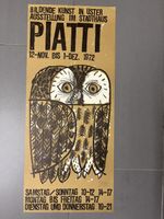 Original Vintage Piatti-Ausstellungsplakat von 1972, Eule