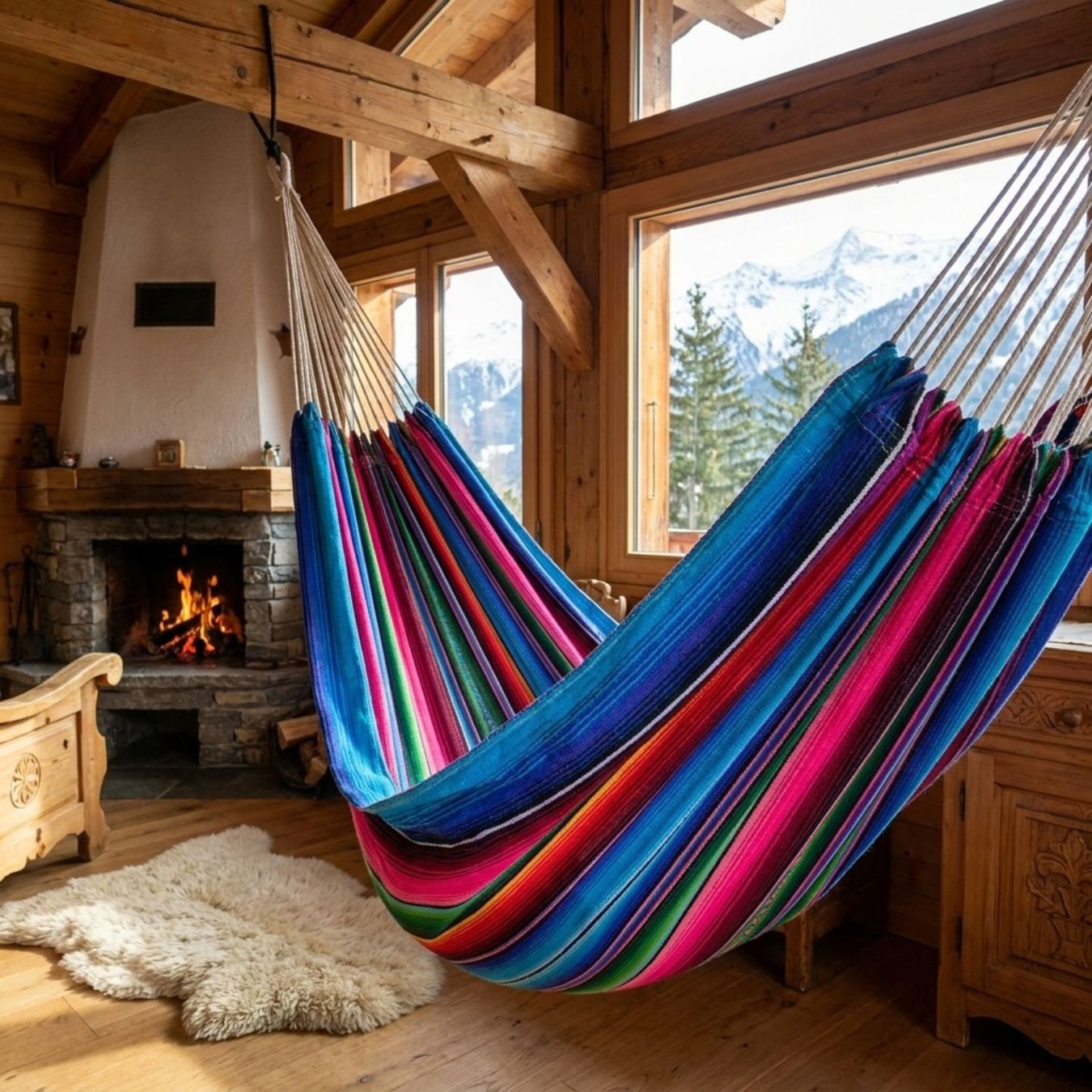 Amache: Large Hamac Maya - Superbe tissu multicolore du Guatemala – Nuovo e nell'imballaggio originale da Dübendorf venduto da Mayan-Dreams 5