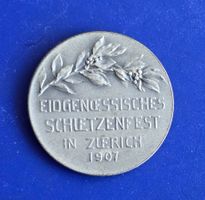 Silber Medaille 1907 eidg. Schützenfest Zürich Patina