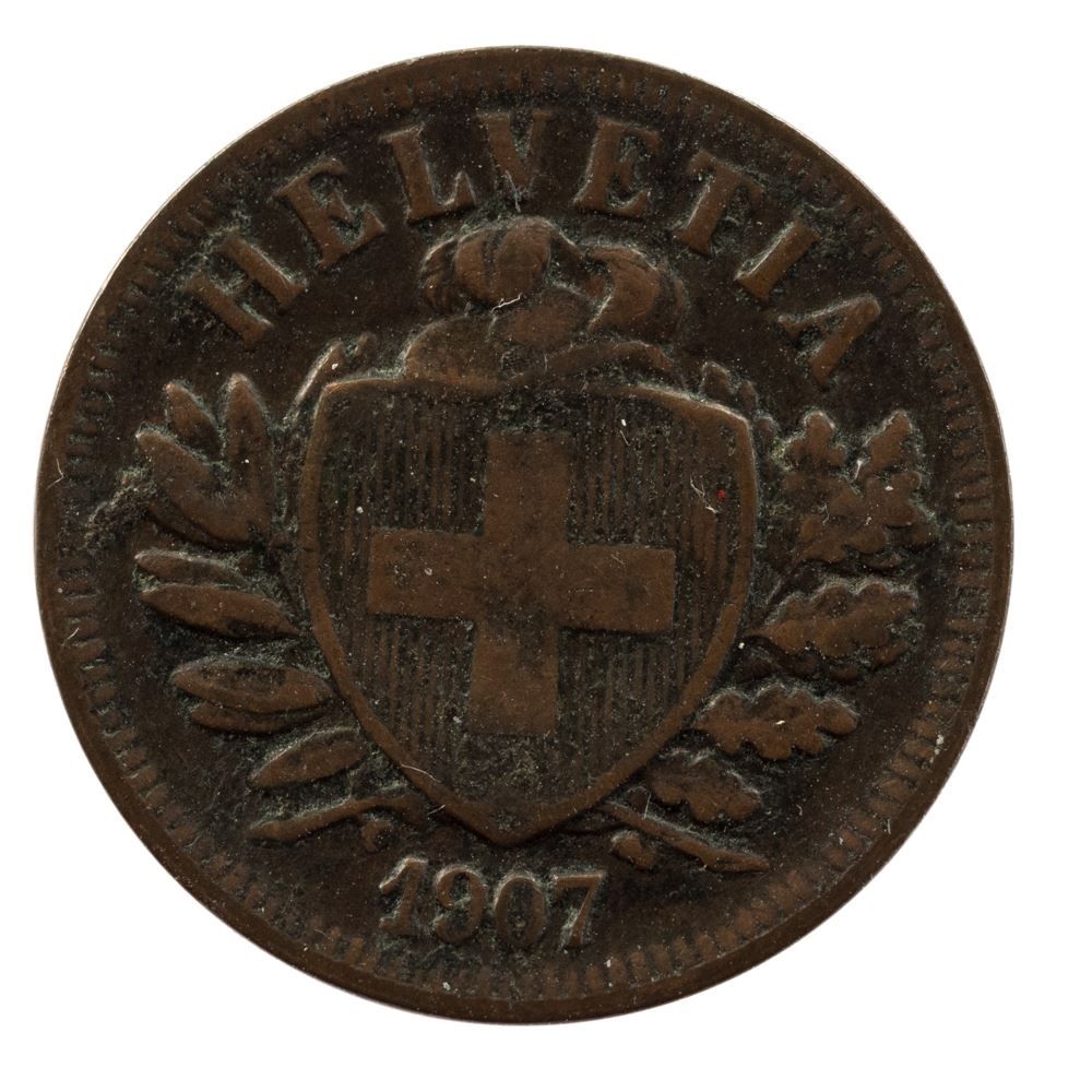 Tutti le monete: Schweiz / Suisse - 2 Rappen - 1907 – Usato da Rotkreuz venduto da Swiss-Coins