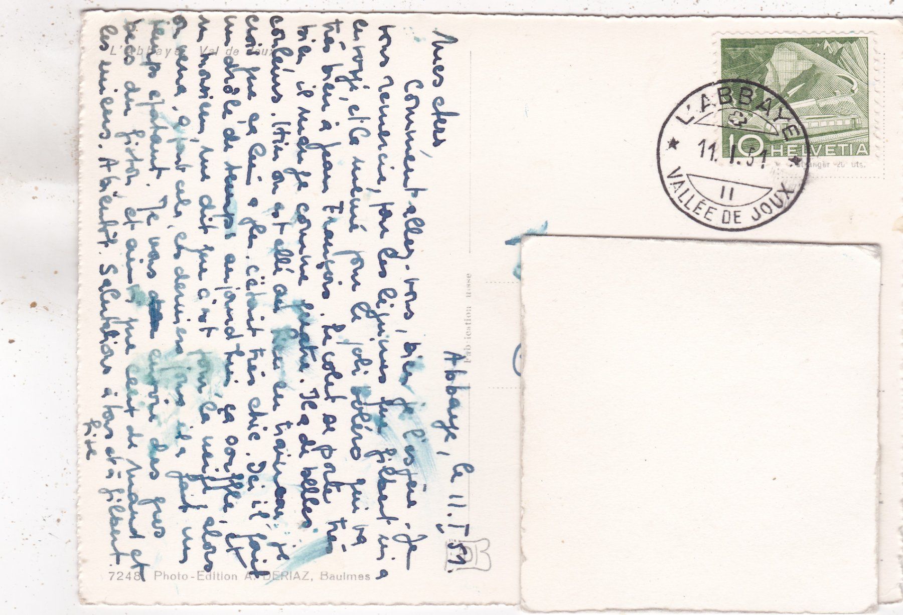 Cartes postales: L' Abbaye Val de Joux 1951 – D'occasion à Herisau par Lisegrat2008 1