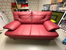 2er Sofa Kunstleder rot