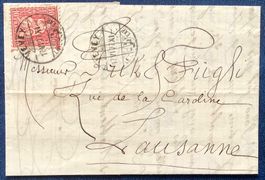 1877  Sitzende Helvetia Brief Vevey - Lausanne