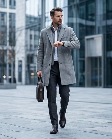 Manteau S.Oliver Homme Gris — 50% Laine — Neuf — Taille 50