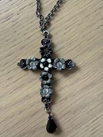 Halskette Kreuz mit Blumen und Stein gebraucht