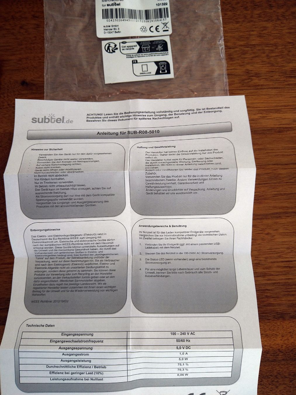 Caricabatterie: Handy Ladekabel Wiko – Nuovo (secondo la descrizione) da Ittenthal venduto da Tresor67 3