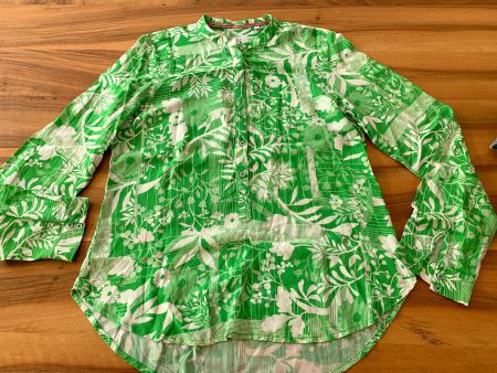 EMILY VAN DEN BERGH grün/weisse Bluse Gr. 40