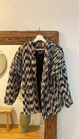 Bouclé Jacke/Mantel, schwarz-weiss gemustert, Grösse S