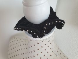Haarband Scrunchie Haargummis Samt Schwarz Strassverzierung