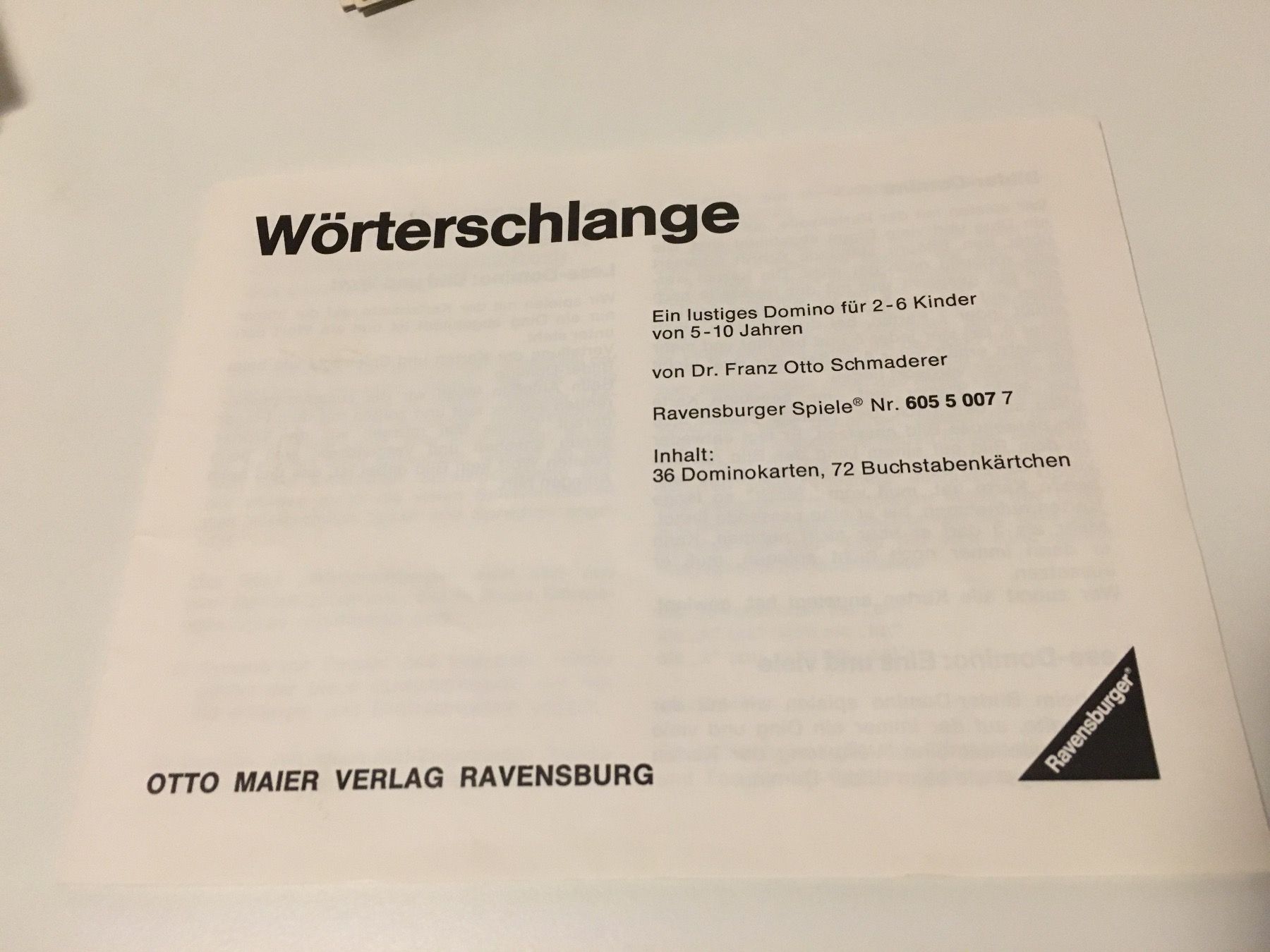 Ravensburger Giochi: Wörterschlange - Ravensburger - 1973 – Usato da Andwil SG venduto da Rainboli 7
