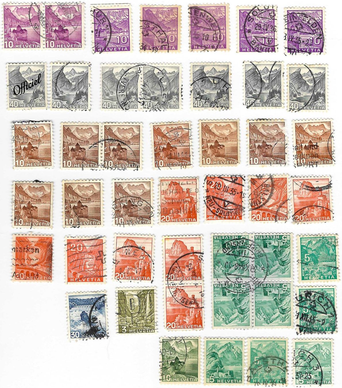 Alle Briefmarken: Briefmarken 1936 - 1942 Landschaftsbilder – Gebraucht aus Einigen von Seeland2ndHand
