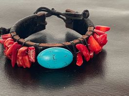 ArmBand mit roten Korallen & Türk is…NEU